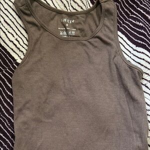 SHEIN Brown Ribbed Crop Top